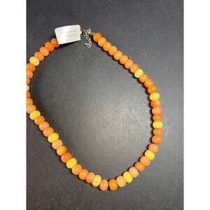 NEW Peach aventurine and lemon serpentine necklace with sterling silver clasp